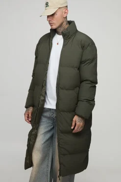 Veste doudoune oversize en nylon froissé à col entonnoir et coupe longue