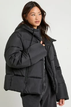 boohoo Veste doudoune rembourrée à capuche longue<Femme Doudounes|Vestes & Manteaux