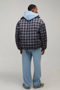 Veste Doudoune Réversible À Carreaux Et Nylon Coupe Ample Col Montant