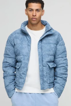 Veste doudoune surdimensionnée, au style boxy, en velours côtelé lavé