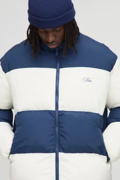 Veste doudoune surdimensionnée à panneaux en blocs de couleurs