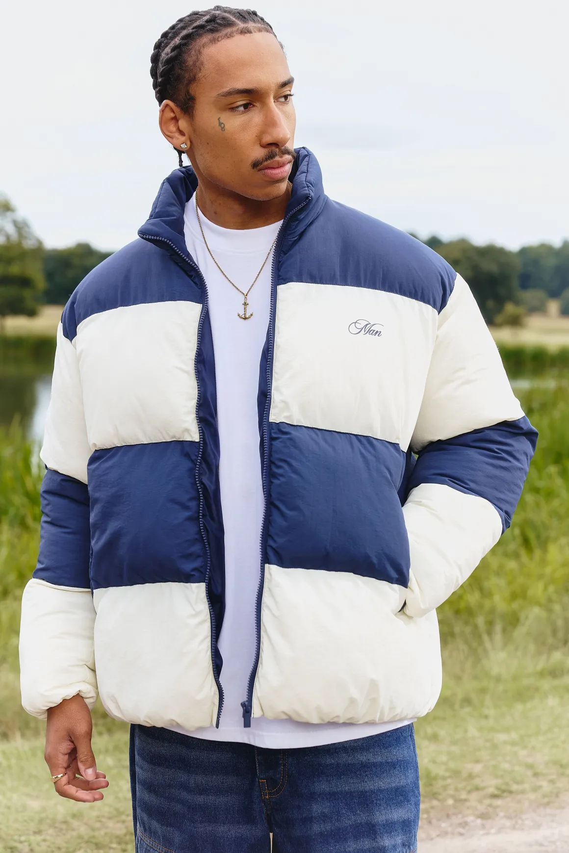 Veste doudoune surdimensionnée à panneaux en blocs de couleurs