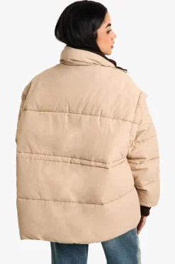 boohoo Veste Doudoune Surdimensionnée à Col Contrasté<Femme Doudounes|Vestes & Manteaux