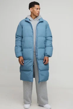 Veste doudoune surdimensionnée en nylon froissé à col entonnoir et silhouette allongée