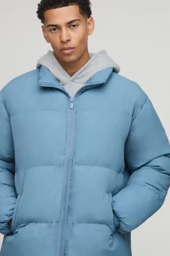 Veste doudoune surdimensionnée en nylon froissé à col entonnoir et silhouette allongée