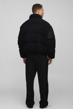 boohooMAN Veste doudoune Tall Borg & Nylon à col enton en<Homme Tout Afficher|Vestes & Manteaux Tall
