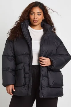 boohoo Veste doudoune texturée à col cheminée Plus<Femme Manteaux Et Vestes D’Automne|Doudounes