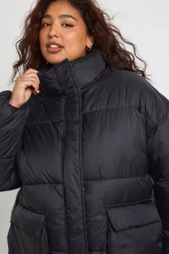 boohoo Veste doudoune texturée à col cheminée Plus<Femme Manteaux Et Vestes D’Automne|Doudounes
