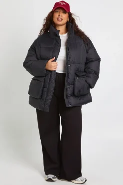 boohoo Veste doudoune texturée à col cheminée Plus<Femme Manteaux Et Vestes D’Automne|Doudounes