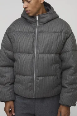 boohooMAN Veste doudoune tricotée à capuche, coupe ample<Homme Maille|Mailles