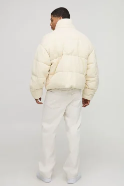 boohooMAN Veste doudoune tricotée à col entonnoir, coupe boxy<Homme Maille|Mailles