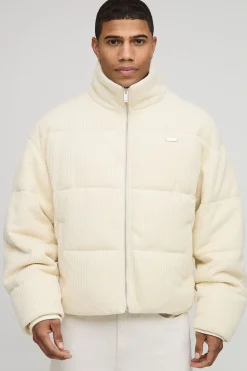 boohooMAN Veste doudoune tricotée à col entonnoir, coupe boxy<Homme Maille|Mailles
