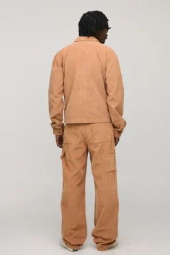 boohooMAN Veste d'ouvrier boxy ample en velours côtelé lavé<Homme Denim|Tout Afficher