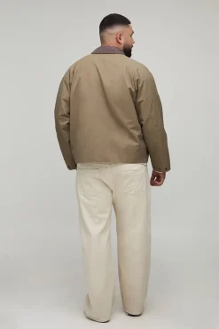 Veste d'ouvrier brodée à col à cordon Plus