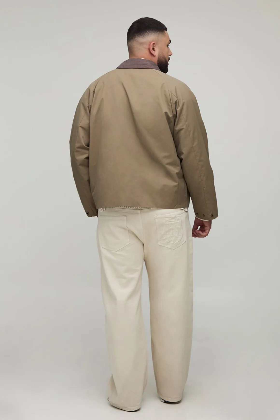 Veste d'ouvrier brodée à col à cordon Plus