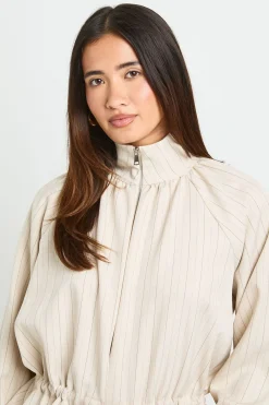 Veste À Détail Taille À Fines Rayures