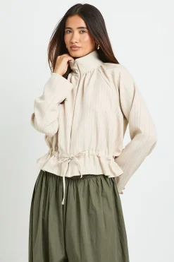 Veste À Détail Taille À Fines Rayures