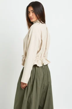 Veste À Détail Taille À Fines Rayures