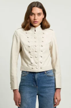 KarenMillen Veste En Cuir À Détails Tambour-major<Femme Vestes & Manteaux
