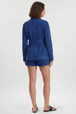 Veste En Daim À Col Montant Avec Poche