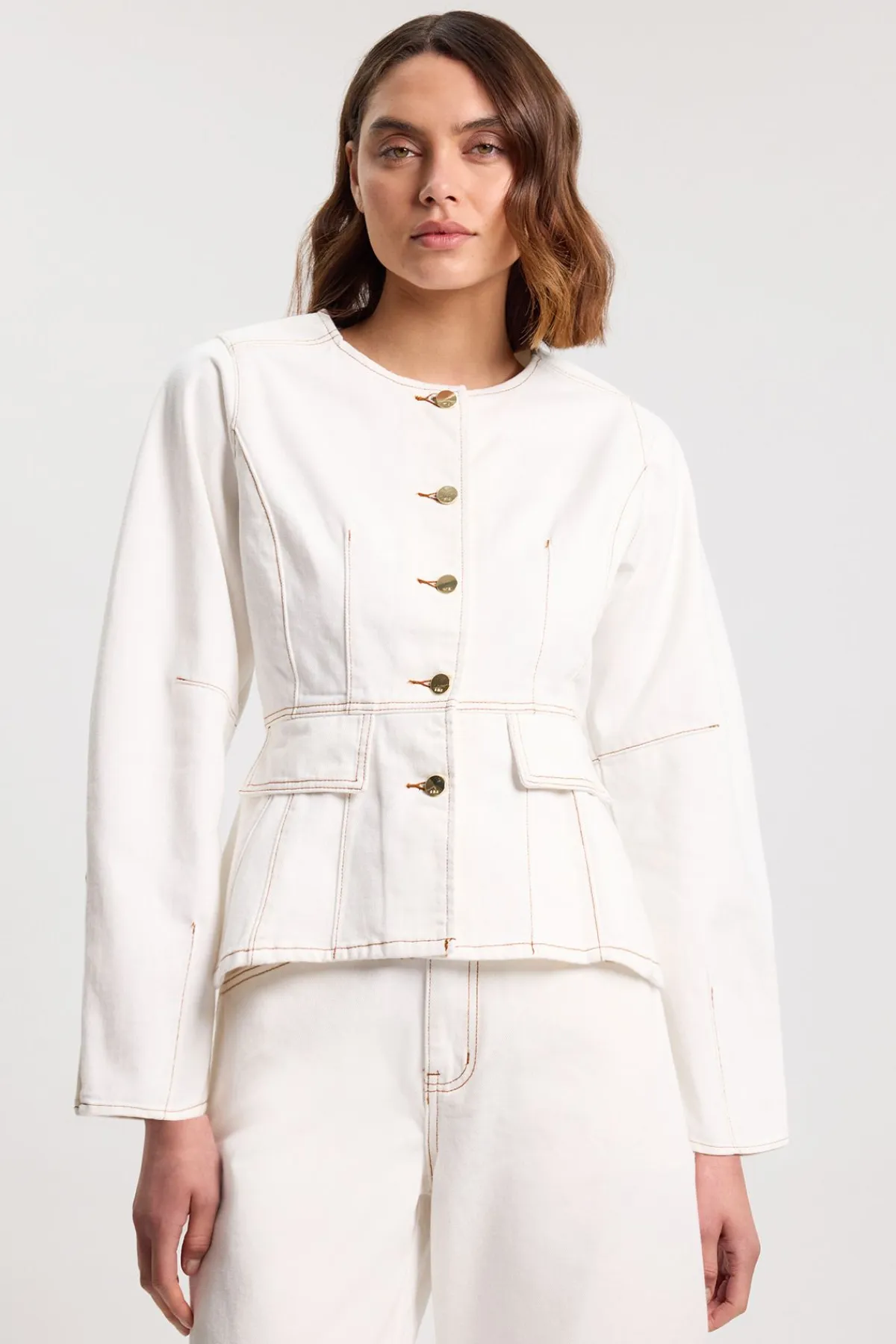 KarenMillen Veste En Denim À Basque<Femme Denim|Denim