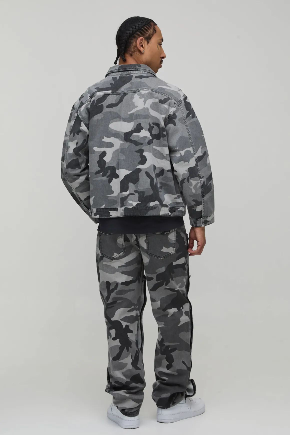 Veste en denim camouflage à coupe régulière avec panneau de charpentier amovible