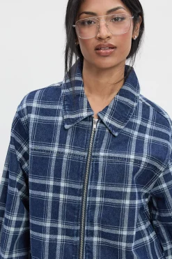 Veste en denim à carreaux