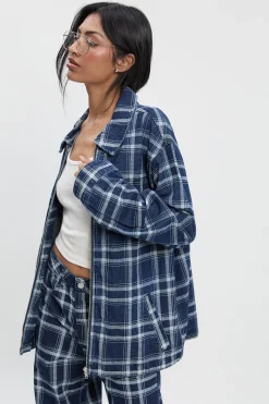 Veste en denim à carreaux