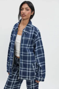 Veste en denim à carreaux