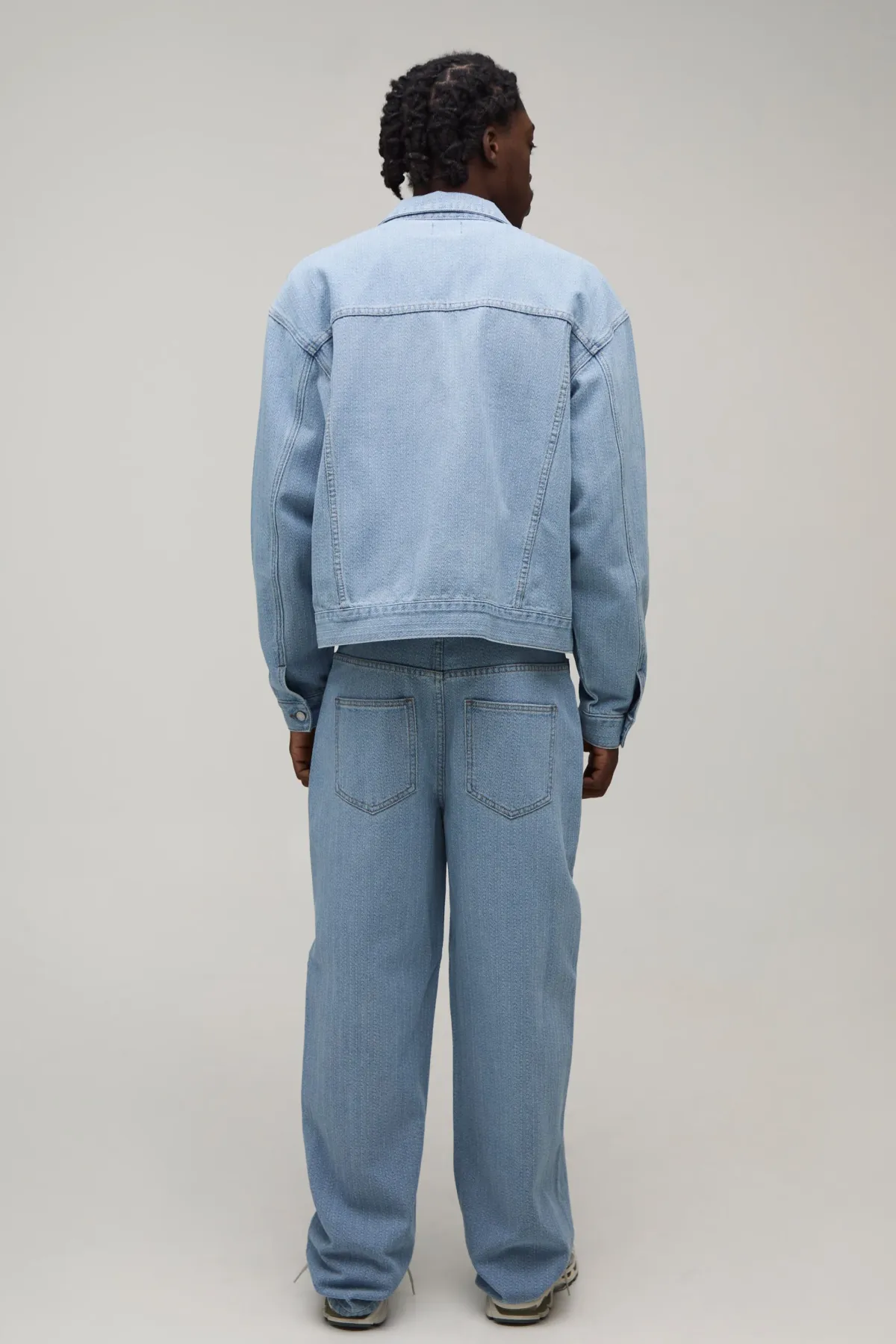 boohooMAN Veste En Denim À Chevrons Coupe Boxy Coordonnée<Homme Ensembles|Denim