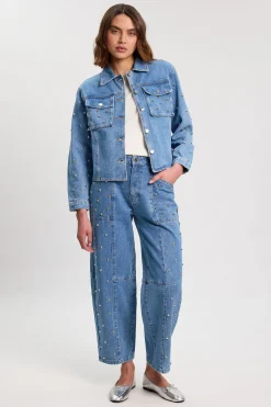 KarenMillen Veste En Denim À Col Clouté<Femme Denim|Vestes & Manteaux