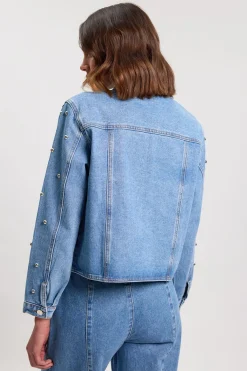 KarenMillen Veste En Denim À Col Clouté<Femme Denim|Vestes & Manteaux