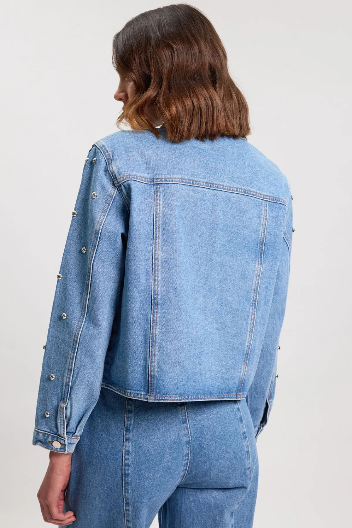 KarenMillen Veste En Denim À Col Clouté<Femme Denim|Vestes & Manteaux