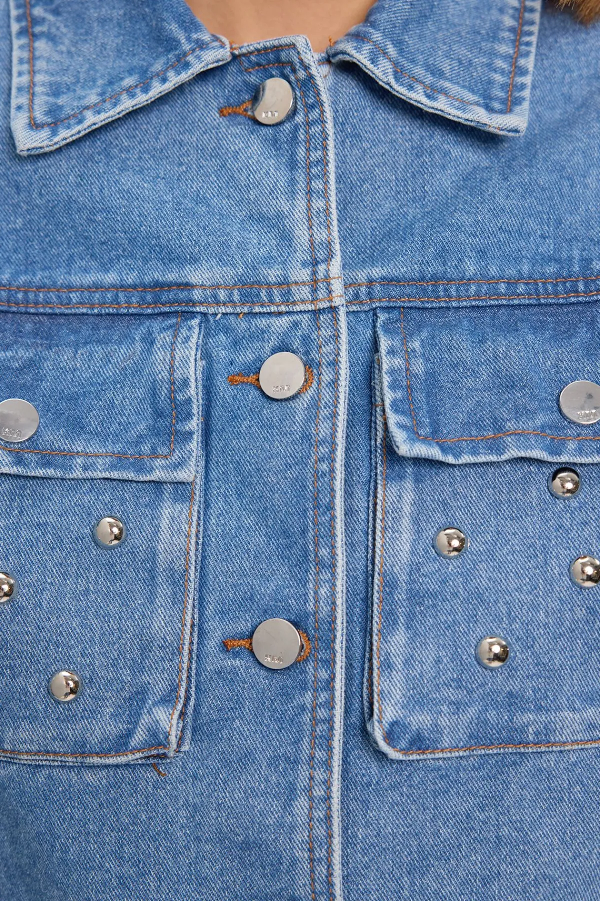 KarenMillen Veste En Denim À Col Clouté<Femme Denim|Vestes & Manteaux