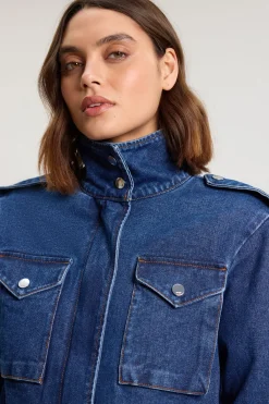 KarenMillen Veste En Denim Courte À Panneaux Latéraux<Femme Denim|Vestes & Manteaux