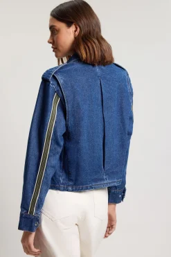 KarenMillen Veste En Denim Courte À Panneaux Latéraux<Femme Denim|Vestes & Manteaux