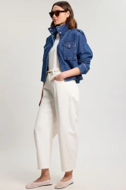 KarenMillen Veste En Denim Courte À Panneaux Latéraux<Femme Denim|Vestes & Manteaux