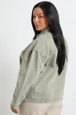 Veste en denim délavé kaki Plus