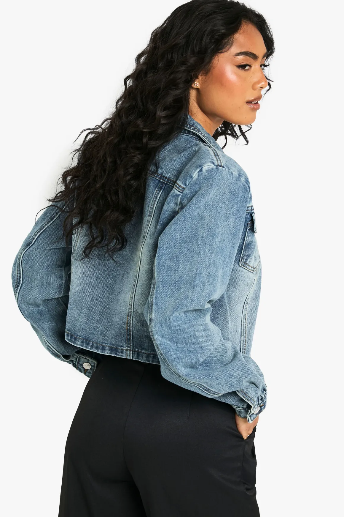 Veste en denim à détails d'épaulettes