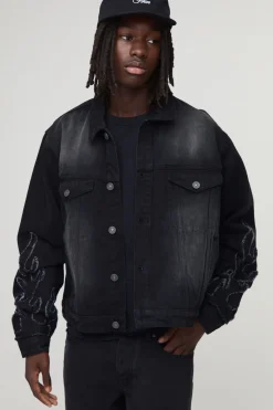 Veste en denim Flame Applique Regular Fit