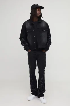 Veste en denim Flame Applique Regular Fit