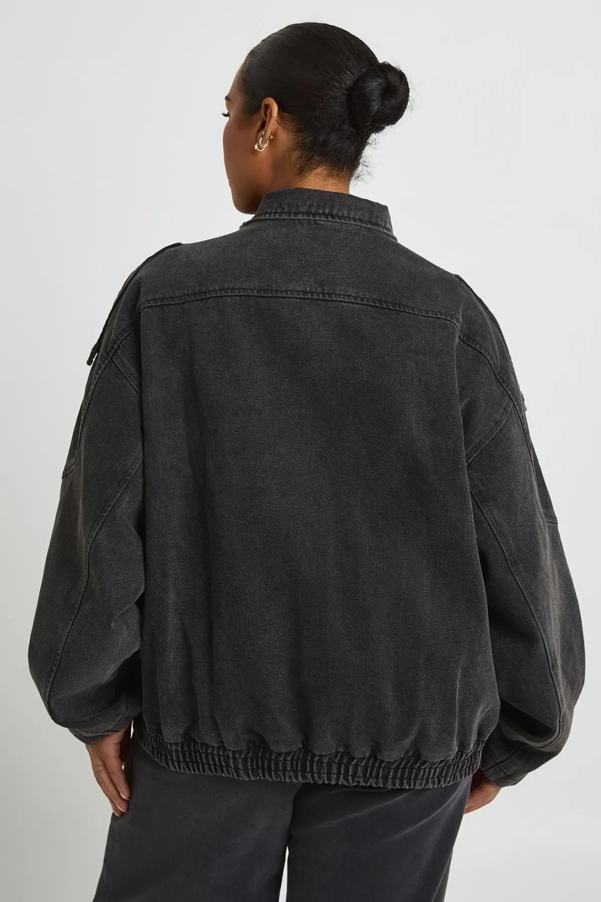 boohoo Veste En Denim Grande Taille Col Montant Asymétrique<Femme Denim|Vestes & Manteaux