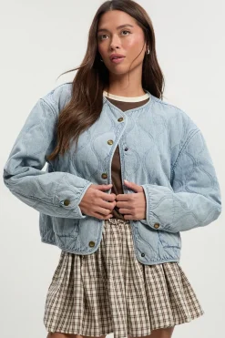 boohoo Veste en denim matelassée<Femme Denim|Looks Preppy