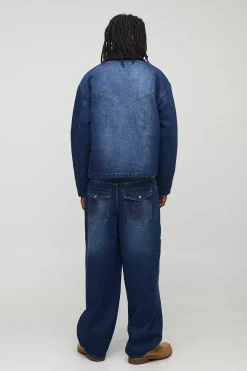 Veste en denim oversize, boxy, lavée et à panneaux