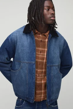Veste en denim oversize, boxy, lavée et à panneaux