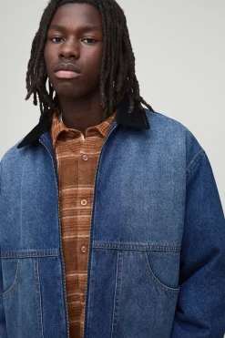 Veste en denim oversize, boxy, lavée et à panneaux