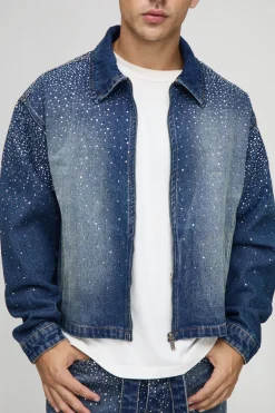 boohooMAN Veste en denim à strass de style boxy<Homme Ensembles|Denim