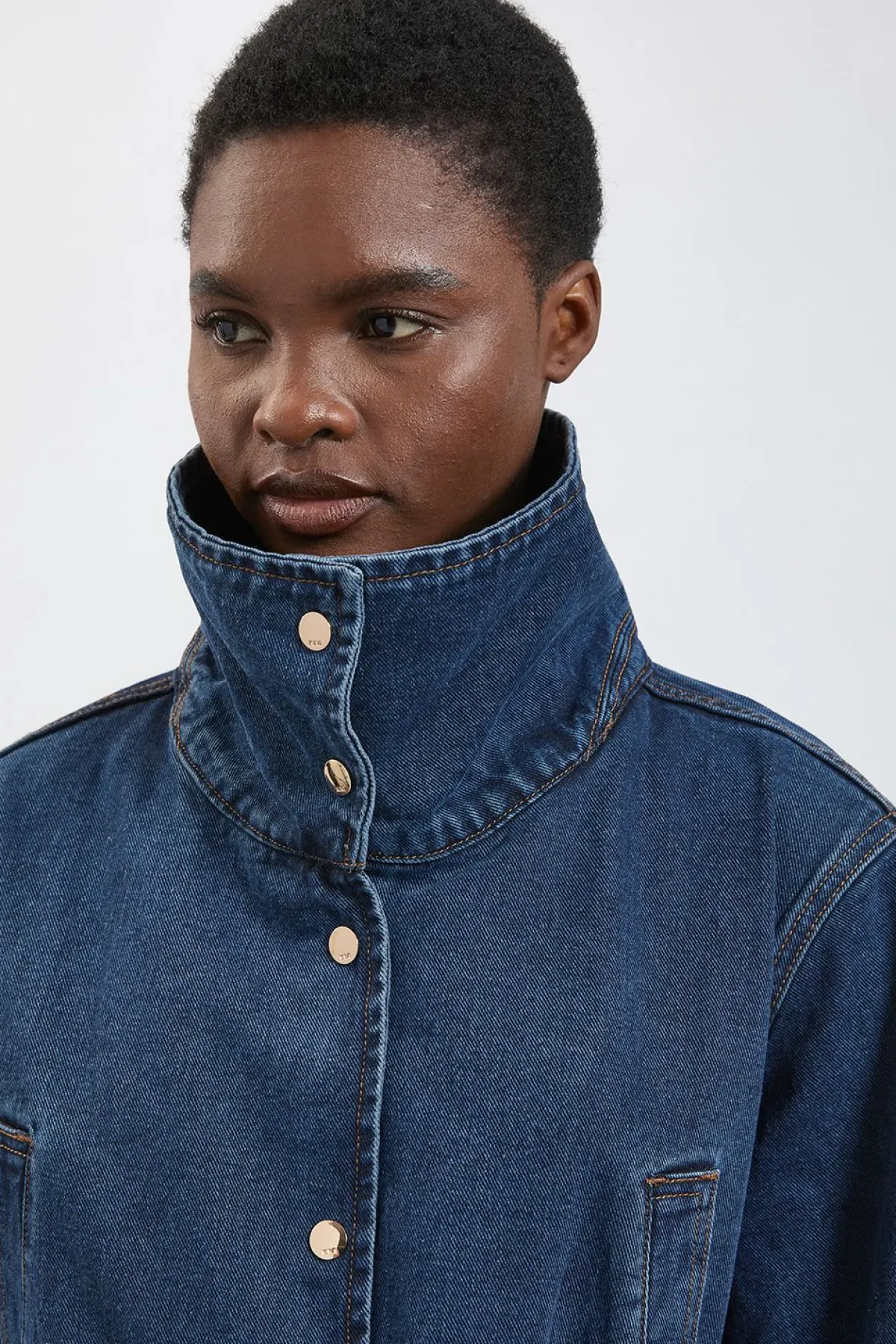 KarenMillen Veste En Denim Surdimensionnée À Col Cheminée<Femme Denim|Vestes & Manteaux