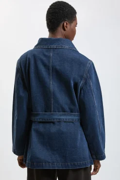 KarenMillen Veste En Denim Surdimensionnée À Col Cheminée<Femme Denim|Vestes & Manteaux