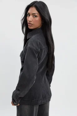boohoo Veste en denim à taille cintrée<Femme Manteaux Et Vestes D’Automne|Denim